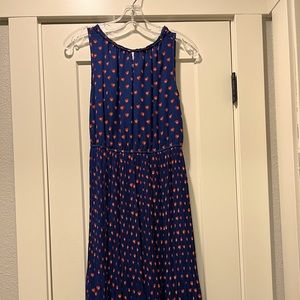 Maison Jules dress - navy blue with heart print. Long dress with built in slip.